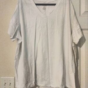 Sonoma, Short Sleeve V-Neck Tee, 4X, White